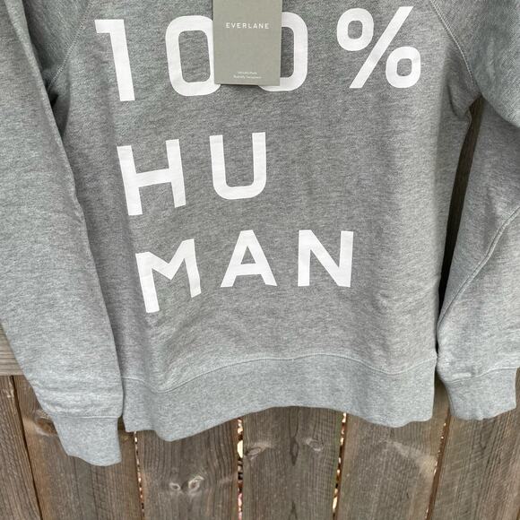 Everlane Sweatshirt 100% Human Pullover Crew Neck Gray XXXS NWT Sustainable - Picture 4 of 10